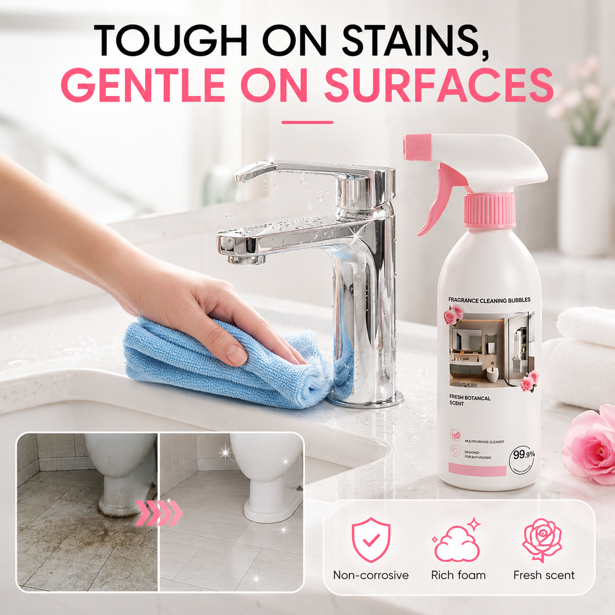 🔥Limited Time 50% OFF!✨500ML Bathroom Limescale & Mould Stain Cleaner – Multi-Surface Spray