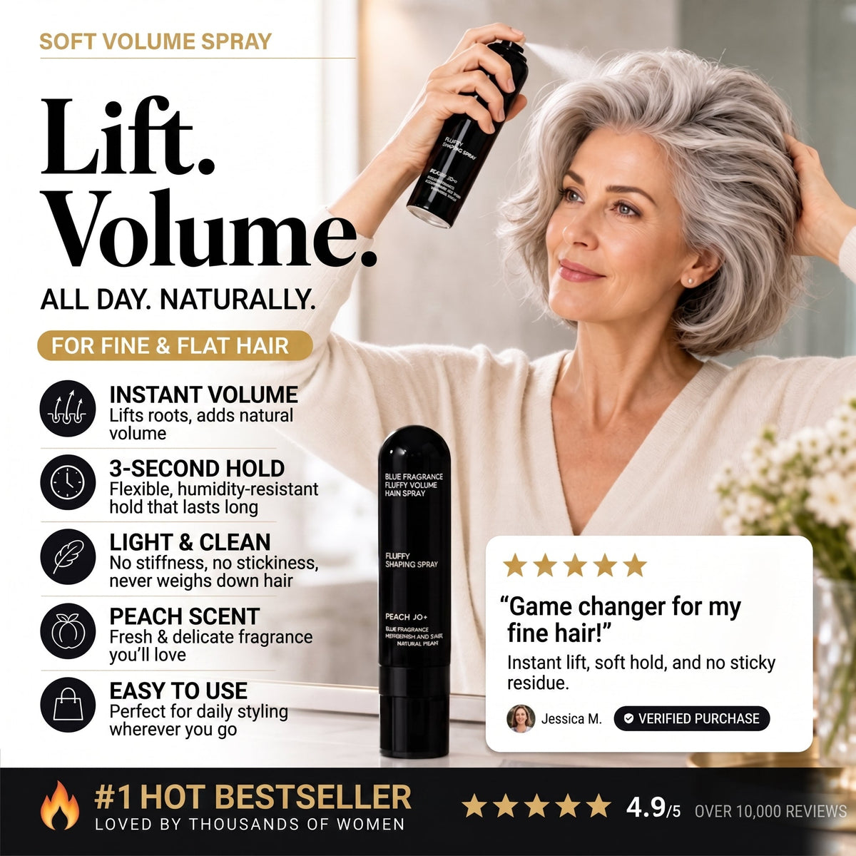 Peach-scented volumizing & setting spray