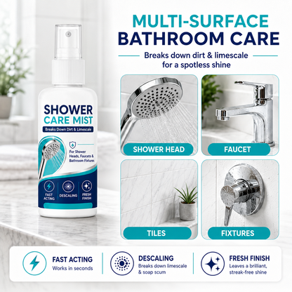 🚿✨Fast-Acting Shower Limescale Remover Spray – Dissolves stubborn mineral deposits & hard water stains. Restores water flow & shine – just spray & wipe! 🧼💪